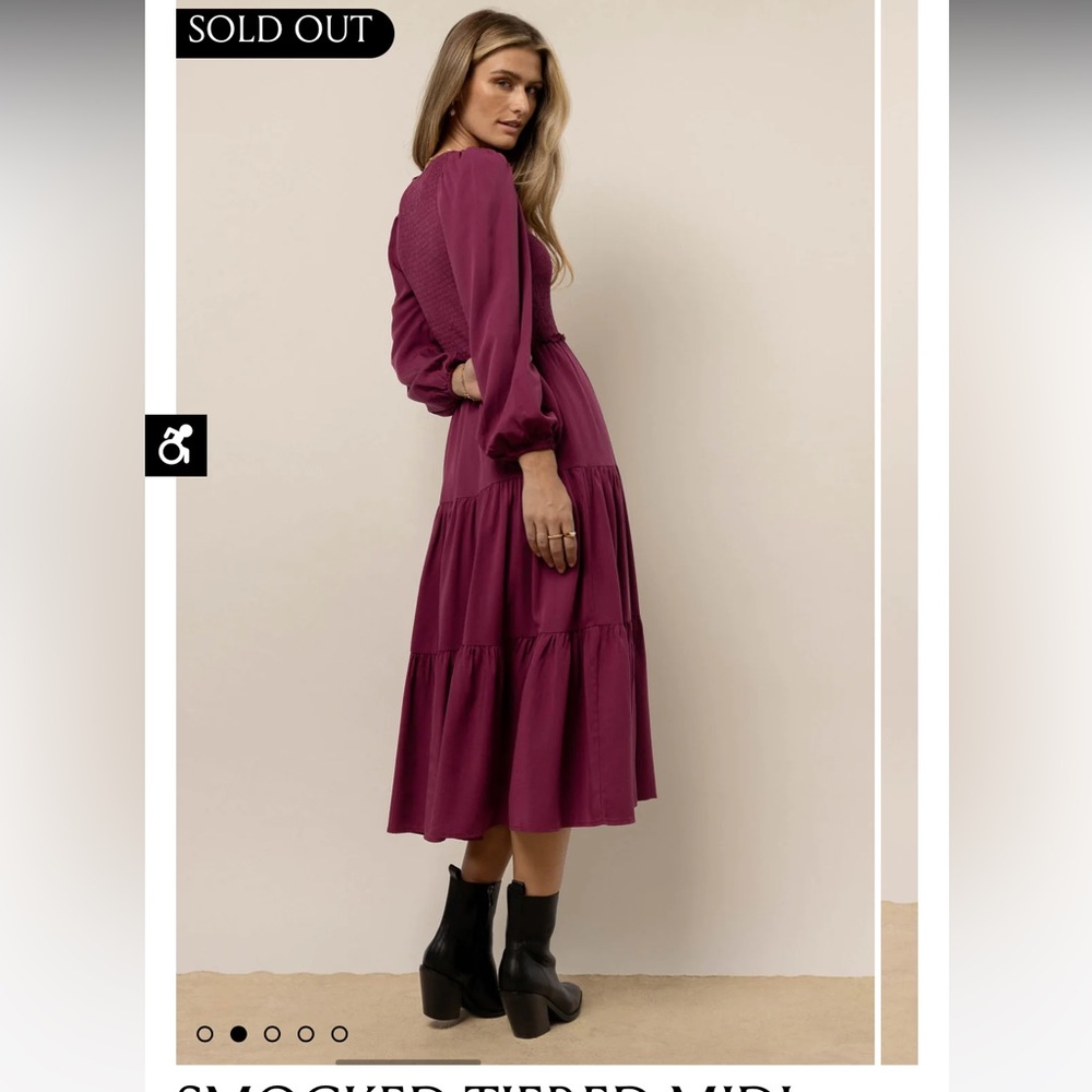 Bohme midi smocked purple dress